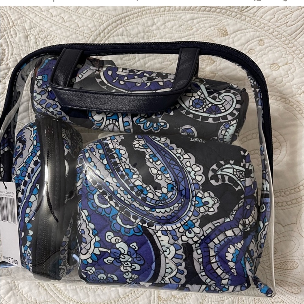 Vera Bradley Blue and Black Paisley Bag Set